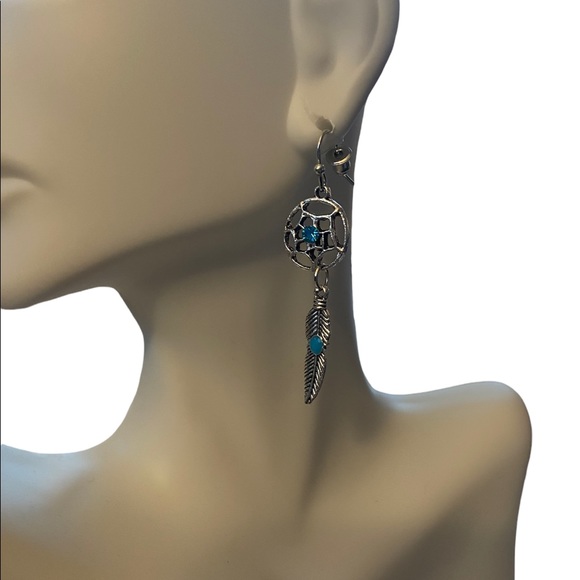 Dream Catcher and Feather Earrings - Picture 3 of 3